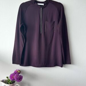 Fabiana Filippi Wool Silk knit top in burgundy-plum color